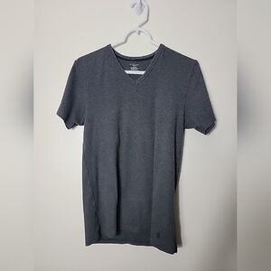 Polo Ralph Lauren Women's Gray V-Neck Short Sleeve Rubbed Top, L